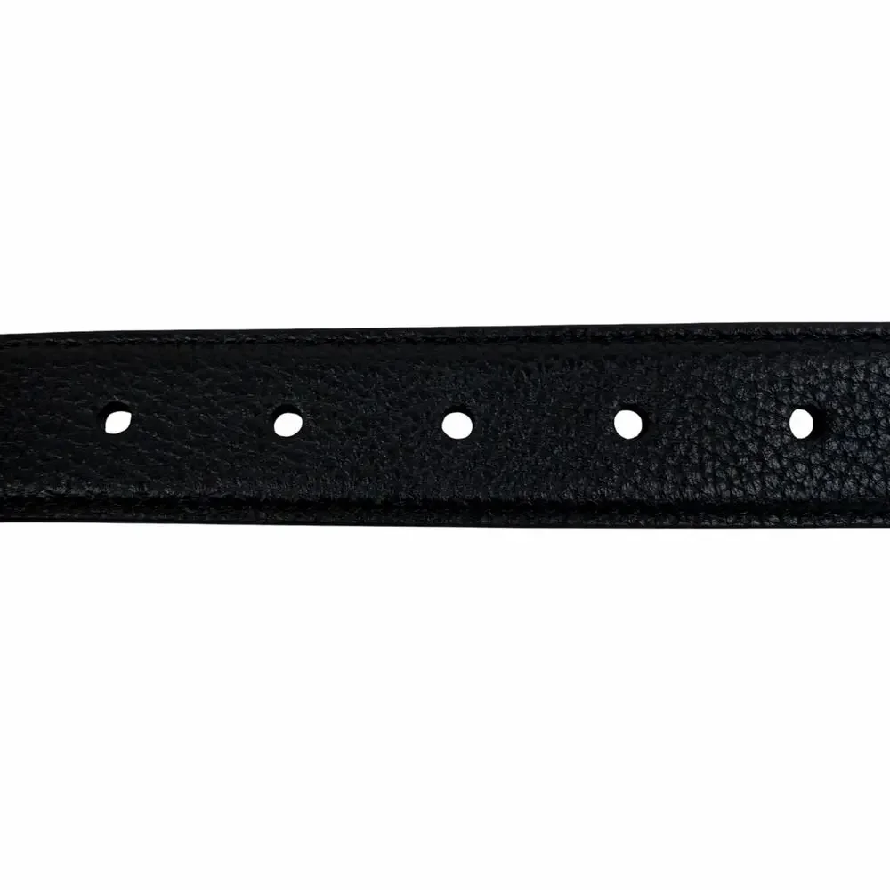 Gucci Rectangular Buckle Pebble Leather Belt Black Men Size 105cm/42